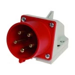 PC Electric 525-6 Wandgerätestecker 32A 5p 5-polig 6h abgewinkelt rot Kunststoff IP44 Schraubklemme 
