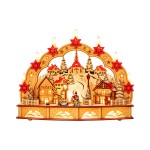 Hellum 525038 LED-Holzleuchter (K) Dorf mit Seiffenkirche 6h-Timer 482 x 377 x 205 mm 