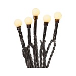 Hellum 576764 LED-Lichterkette m.Perlen LED-Kugel-Lichterkette 10 cm weiß 