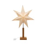 Hellum 578737 LED-Papierstern m. Holzfuß 230 V Lampe mit Papier-Stern weiß 1,5m 