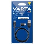 Varta 57943 Charge + Sync Kabel 2in1 Micro USB+Lightning 