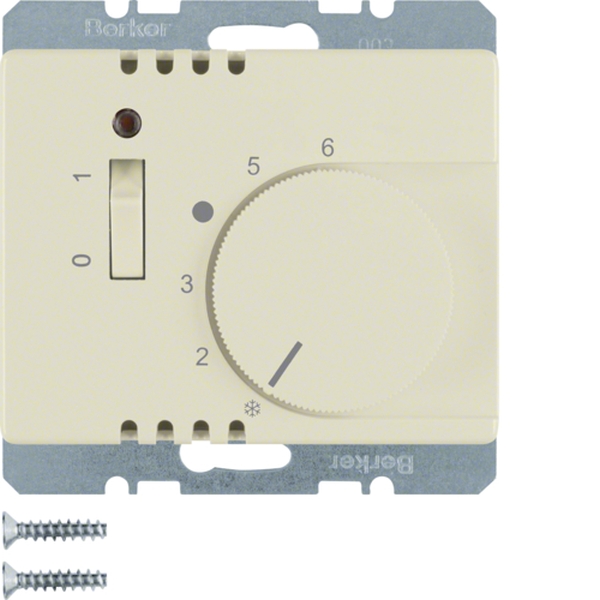 Berker 20300002 Temperaturregler mit Öffner Zentralstück Wippschalter und LED Arsys cremeweiß glänzend