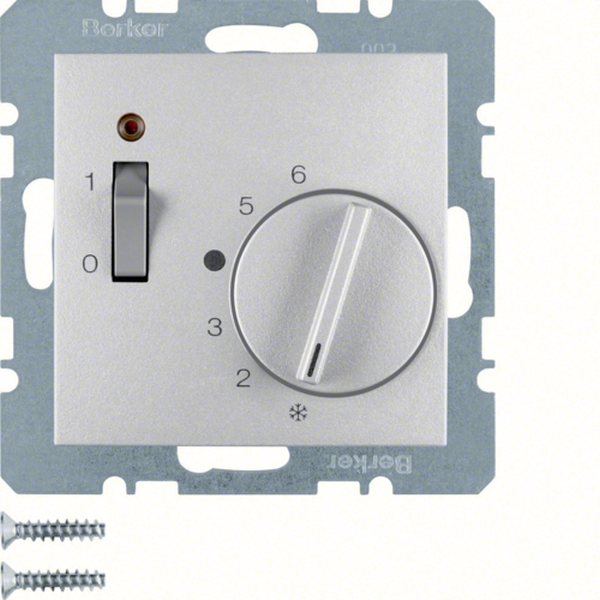 Berker 20301404 Temperaturregler mit Öffner Zentralstück Wippschalter und LED S.1/B.3/B.7 alu matt