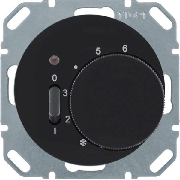 Berker 20302045 Temperaturregler mit Öffner Zentralstück Wippschalter und LED R.1/R.3 schwarz glänzend