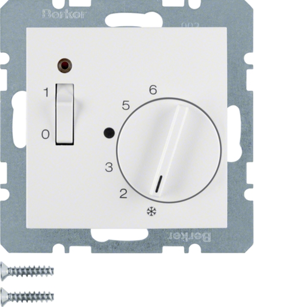 Berker 20308989 Temperaturregler mit Öffner Zentralstück Wippschalter und LED S.1/B.3/B.7 polarweiß glänzend