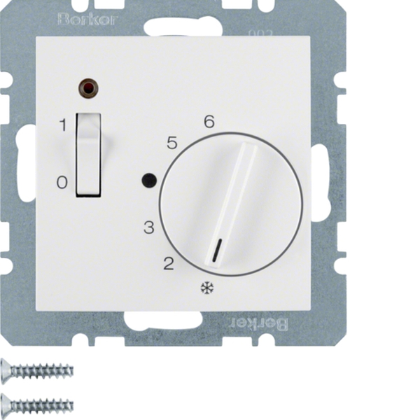 Berker 20318989 Temperaturregler 24V mit Öffner Zentralstück Wippschalter LED S.1/B.3/B.7 polarweiß glänz