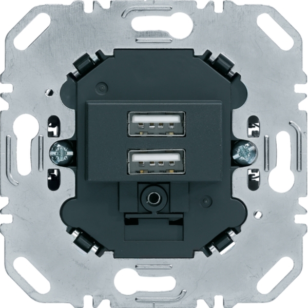 Berker 260205 USB Ladesteckdose 230V 2-fach 3,0A eckiger Tragring anthrazit matt