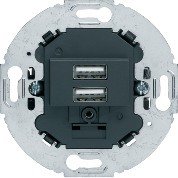 Berker 260215 USB Ladesteckdose 230V 2-fach 3,0A runder Tragring anthrazit matt