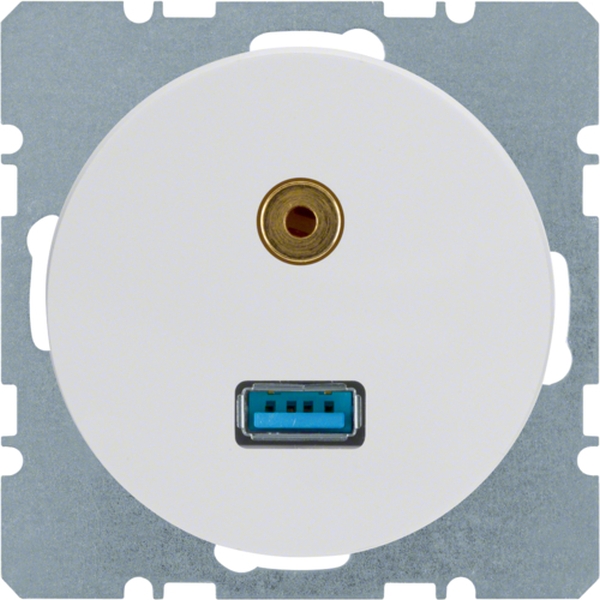 Berker 3315392089 USB/3,5 mm Audio Steckdose R.1/R.3 polarweiß glänzend
