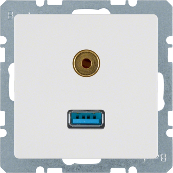 Berker 3315396089 USB/3,5 mm Audio Steckdose Q.1/Q.3 polarweiß samt
