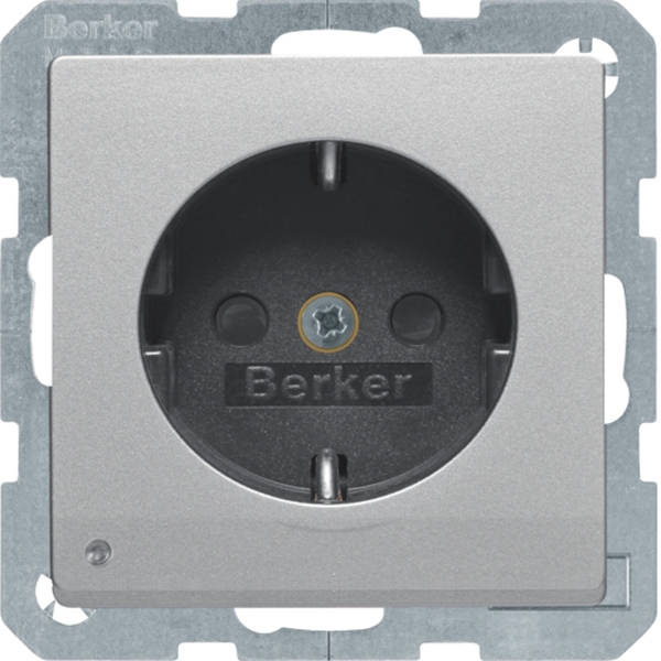 Berker 41096084 Schuko-Steckdose mit LED-Orientierungslicht Q.1/Q.3 alu samt lackiert
