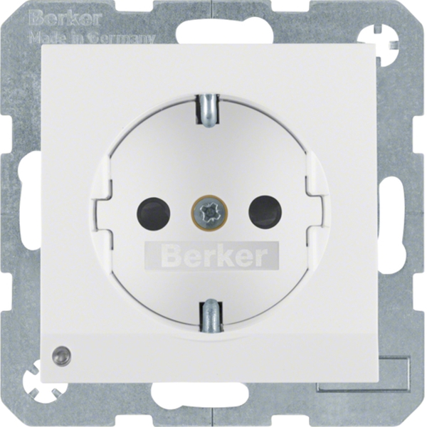Berker 41098989 Schuko-Steckdose mit LED-Orientierungslicht S.1/B.3/B.7 polarweiß glänzend