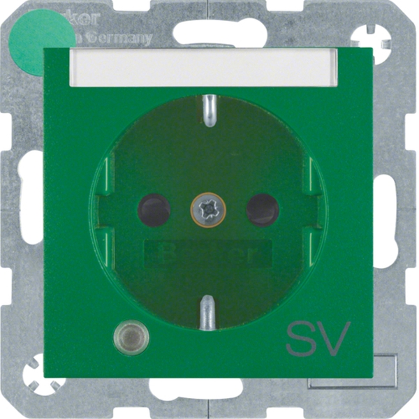 Berker 41101913 Schuko-Steckdose mit Kontroll-LED Beschriftungsfeld und erhöhter Berührungsschutz S.1/B.3/B.7 grün matt