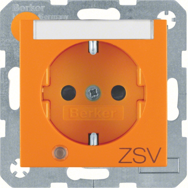 Berker 41101914 Schuko-Steckdose mit Kontroll-LED Beschriftungsfeld und erhöhter Berührungsschutz S.1/B.3/B.7 orange matt