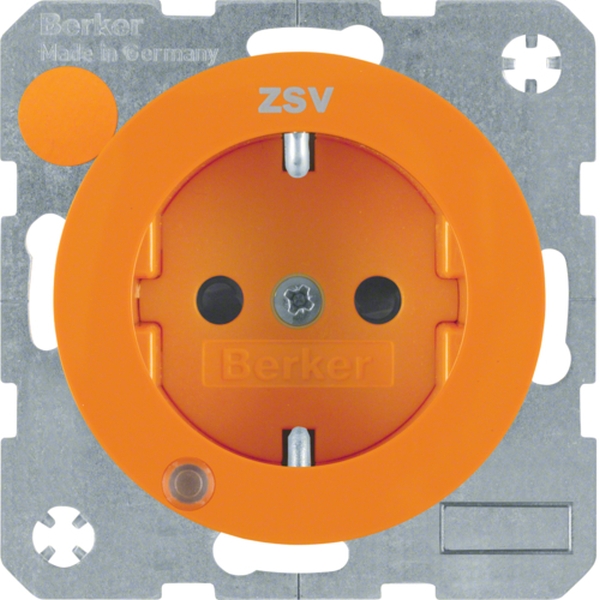 Berker 41102007 Schuko-Steckdose mit Kontroll-LED und erhöhter Berührungsschutz R.1/R.3 orange glänzend