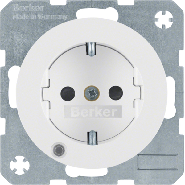 Berker 41102089 Schuko-Steckdose mit Kontroll-LED und erhöhter Berührungsschutz R.1/R.3 polarweiß glänzend