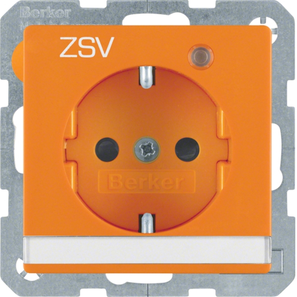 Berker 41106014 Schuko-Steckdose mit Kontroll-LED Beschriftungsfeld Q.1/Q.3 orange samt
