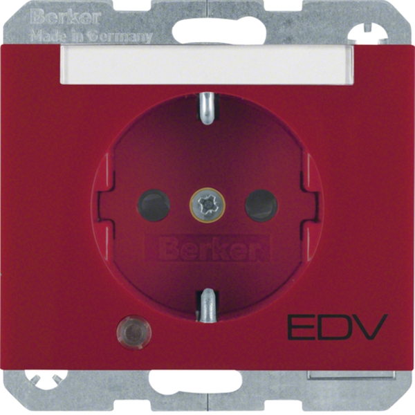 Berker 41107115 Schuko-Steckdose mit Kontroll-LED Beschriftungsfeld und erhöhter Berührungsschutz K.1 rot glänzend