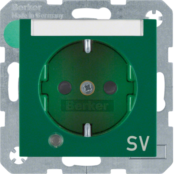 Berker 41108913 Schuko-Steckdose mit Kontroll-LED Beschriftungsfeld und erhöhter Berührungsschutz S.1/B.3/B.7 grün glänzend