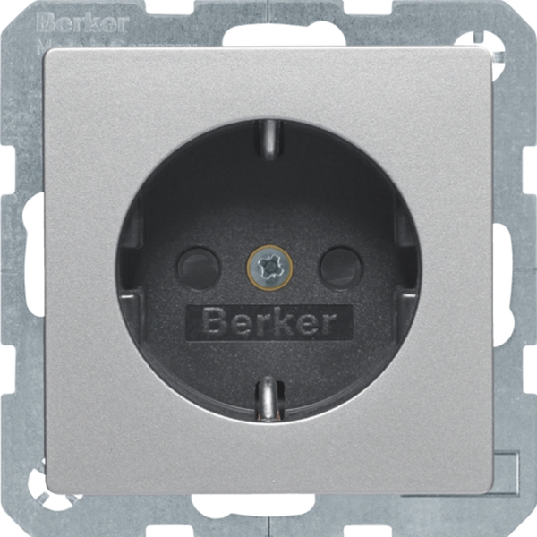 Berker 41236084 Schuko-Steckdose mit erhöhter Berührungsschutz und Schraubliftklemmen Q.1/Q.3 alu samt lackiert