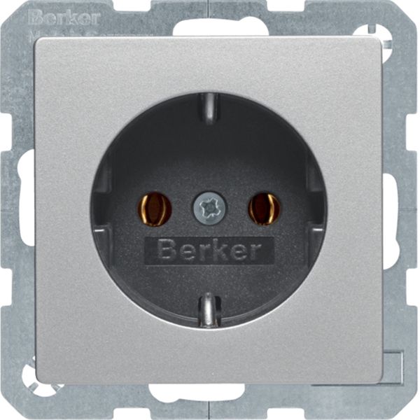 Berker 41436084 Schuko-Steckdose mit Schraubliftklemmen Q.1/Q.3 alu samt lackiert