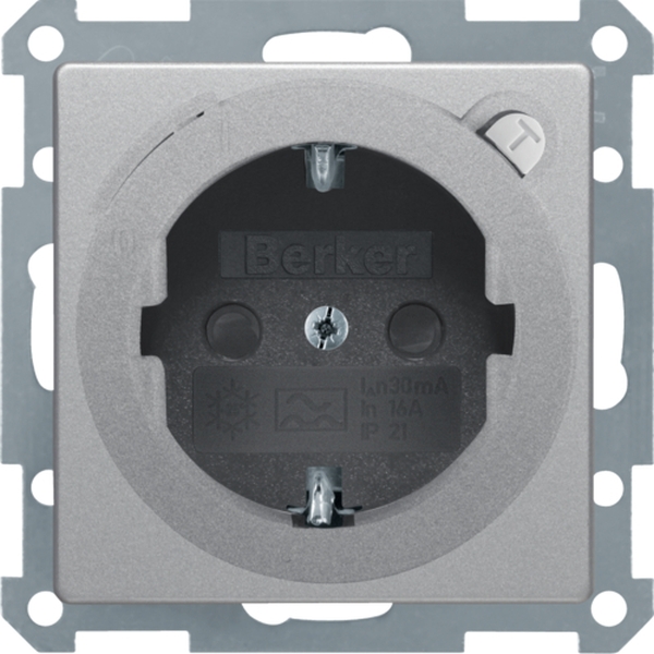 Berker 47086084 Schuko-Steckdose mit FI-Schutzschalter und erhöhter Berührungsschutz Q.1/Q.3 alu samt lackiert