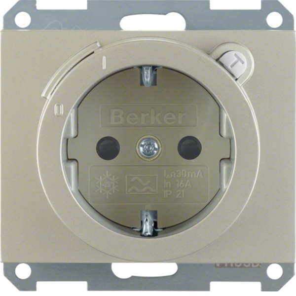 Berker 47087004 Schuko-Steckdose mit FI-Schutzschalter und erhöhter Berührungsschutz K.5 edelstahl lackiert