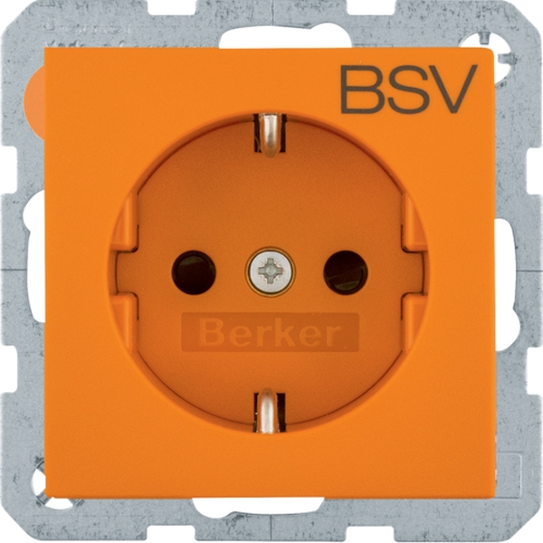 Berker 47231917 Schuko-Steckdose Aufdruck BSV erhöhter Berührungsschutz S.1/B.3/B.7 matt orange