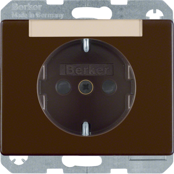 Berker 47380001 Schuko-Steckdose mit Beschriftungsfeld und erhöhter Berührungsschutz Arsys braun glänzend