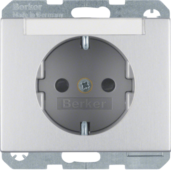 Berker 47387003 Schuko-Steckdose mit Beschriftungsfeld mit erhöhter Berührungsschutz K.5 Alu