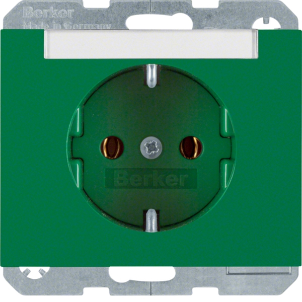 Berker 47397013 Schuko-Steckdose mit Beschriftungsfeld K.1/K.5 grün glänzend