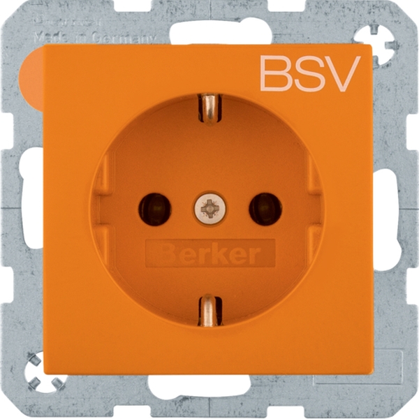 Berker 47438917 Schuko-Steckdose Aufdruck BSV S.1/B.3/B.7 glänzend orange