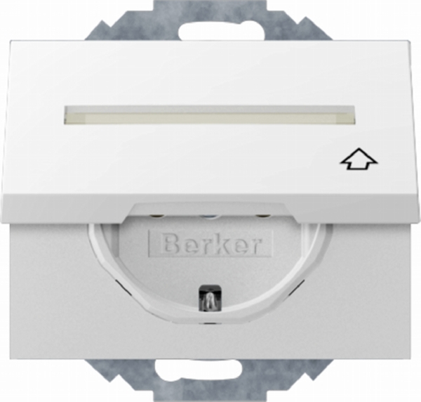 Berker 47487109 Schuko-Steckdose mit Klappdeckel Beschriftungsfeld und erhöhter Berührungsschutz K.1 polarweiß glänzend