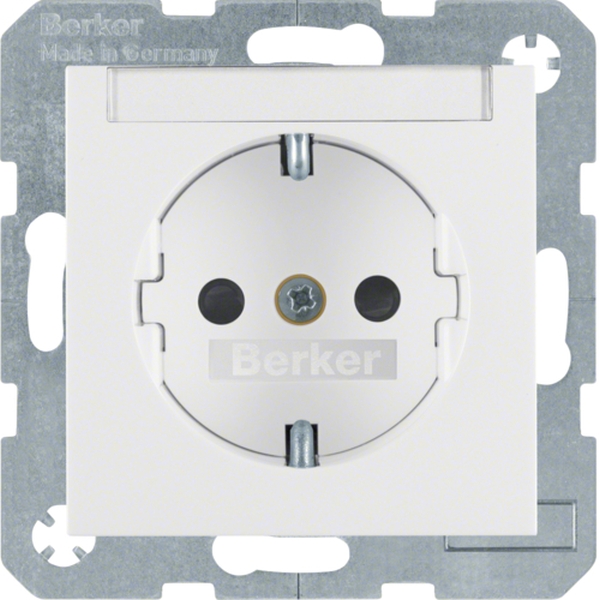 Berker 47491909 Schuko-Steckdose mit Beschriftungsfeld und erhöhter Berührungsschutz S.1/B.3/B.7 polarweiß matt