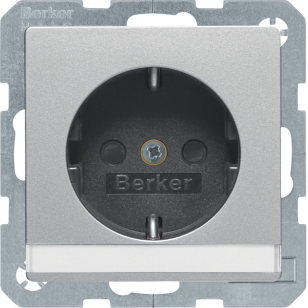 Berker 47496084 Schuko-Steckdose mit Beschriftungsfeld und erhöhter Berührungsschutz Q.1/Q.3 alu samt lackiert