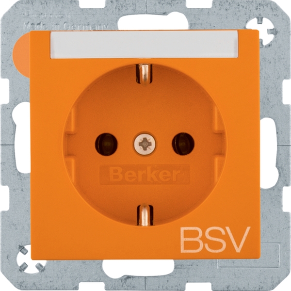 Berker 47508924 Schuko-Steckdose Aufdruck BSV Beschriftungsfeld S.1/B.3/B.7 glänzend orange