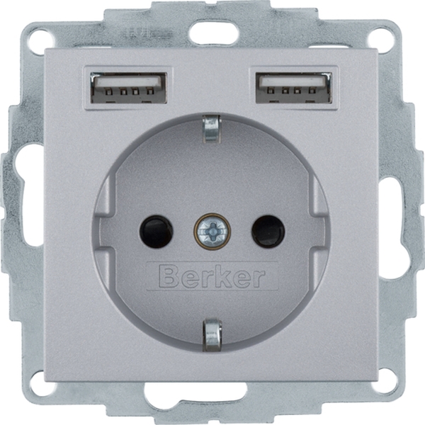 Berker 48031404 Schuko-Steckdose/USB A-A B.3/B.7 alu matt lackiert