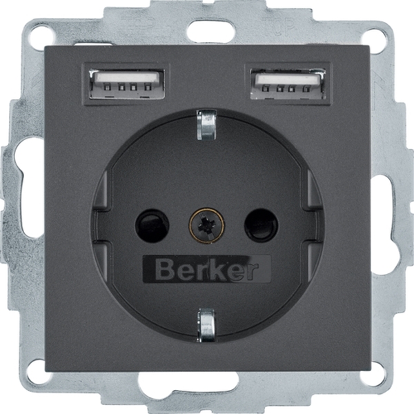 Berker 48031606 Schuko-Steckdose/USB A-A B.3/B.7 anthrazit matt