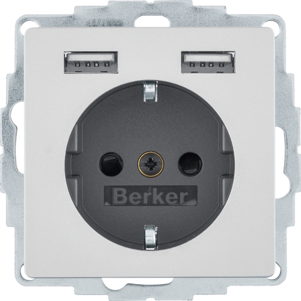 Berker 48036084 Schuko-Steckdose/USB A-A Q.1/Q.3/Q.7/Q.9 alu samt lackiert