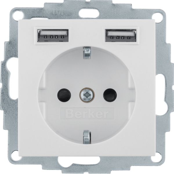 Berker 48038982 Schuko-Steckdose/USB A-A S.1 cremeweiß glänzend