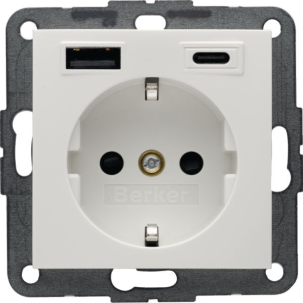 Berker 48148989 Steckdose SCHUKO/USB AC 20W PD S1 pw gl