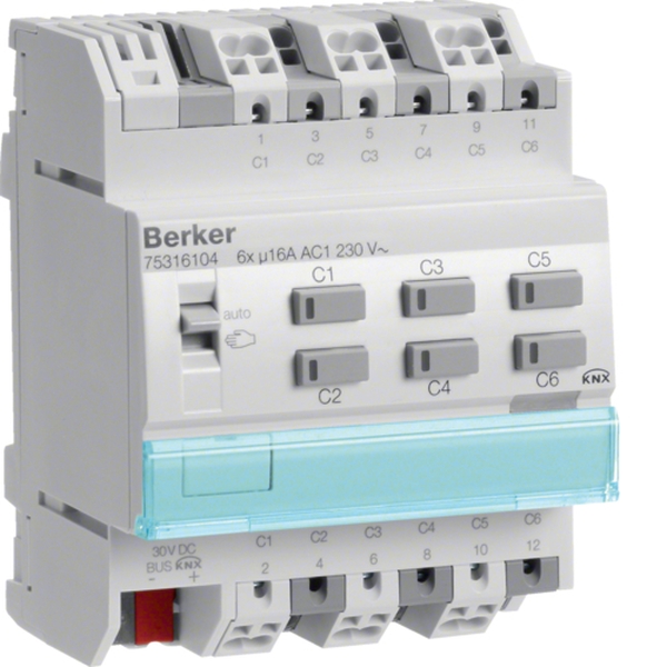 Berker 75316104 Schalt-/Jalousieaktor 6-/3-fach REG 16A KNX lichtgrau