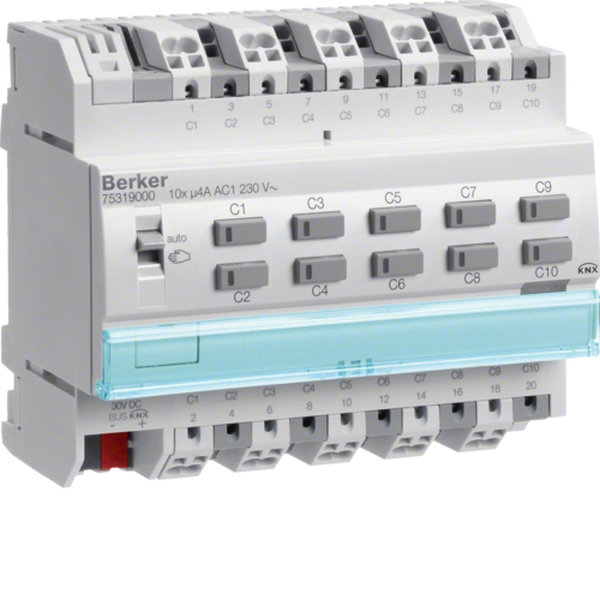 Berker 75319000 Schalt-/Jalousieaktor 10-/5-fach REG 4A KNX lichtgrau