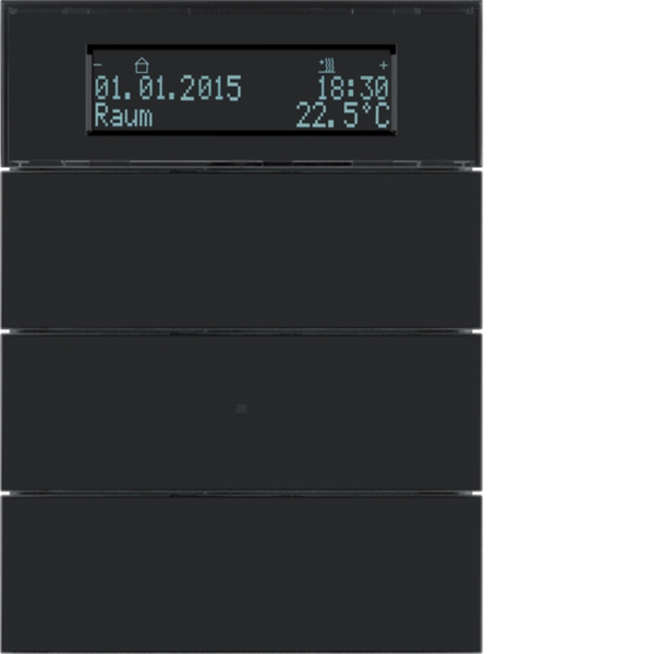 Berker 75663592 Tastsensor 3-fach mit Temperaturregler und Display B.IQ Glas schwarz