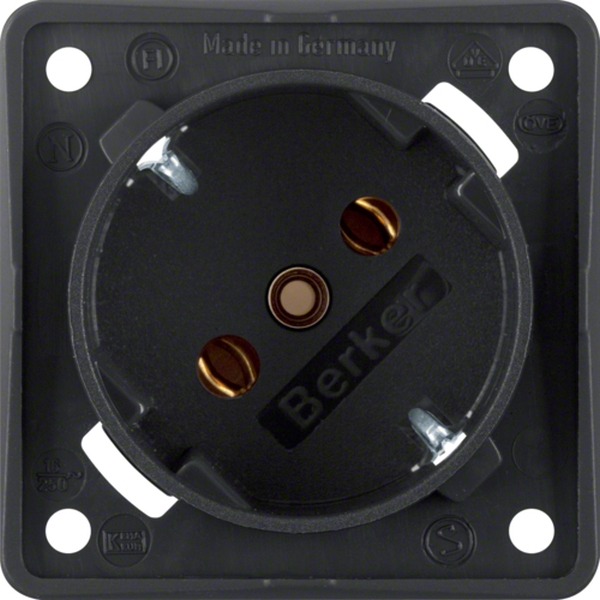Berker 8418525 Schuko-Steckdose 45° mit Schraubklemmen Integro Modul-Einsätze schwarz matt