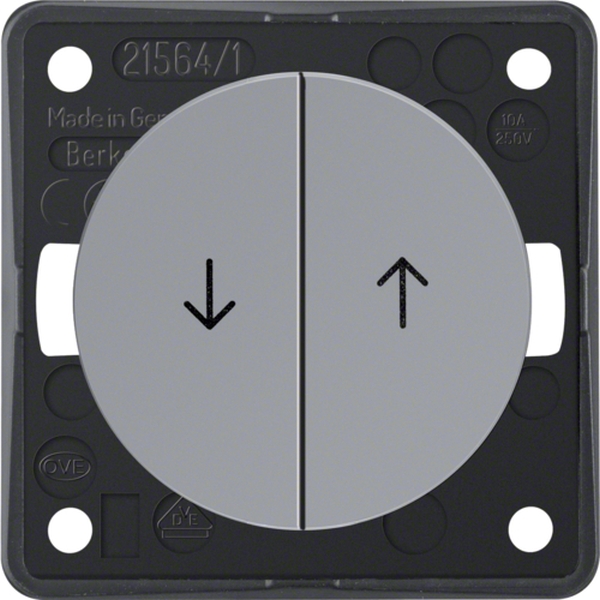 Berker 936532507 Jalousie-Serientaster mit Aufdruck Symbol Pfeile Integro Flow/Pure grau glänzend