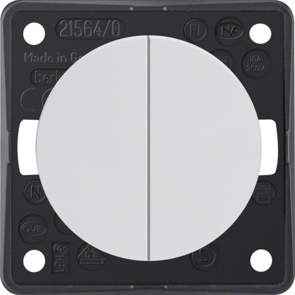 Berker 936752509 Serientaster 2 Schließer gemeinsame Eingangsklemmen Integro Flow/Pure polarweiß glänzend