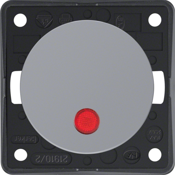 Berker 937522507 Kontroll-Ausschalter 2-polig mit Aufdruck '0' rote Linse Integro Flow/Pure grau glänzend