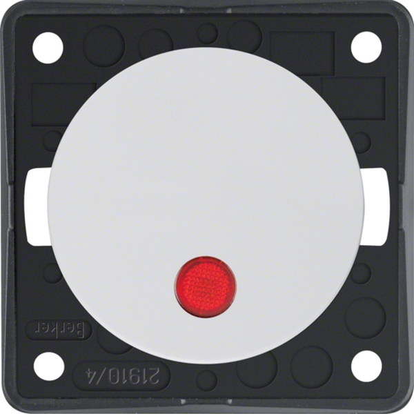 Berker 937622539 Kontroll-Ausschalter 2-polig mit Aufdruck '0' 12V rote Linse Kontroll-LED Integro Flow/Pure polarweiß glänzend