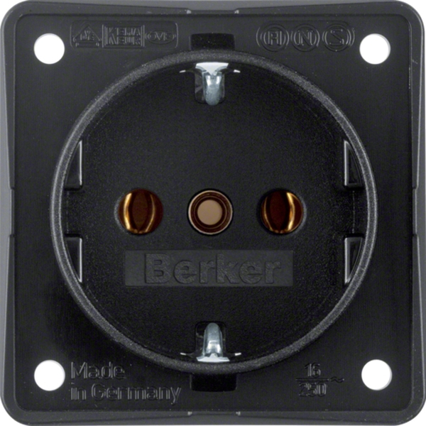 Berker 9418505 Schuko-Steckdose mit Schraubklemmen Integro Modul-Einsätze schwarz matt